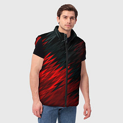 Мужской жилет Черно-Красная штриховка, цвет: 3D-красный — фото 2