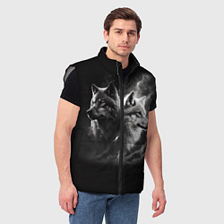 Мужской жилет Волки - белый и черный, цвет: 3D-светло-серый — фото 2