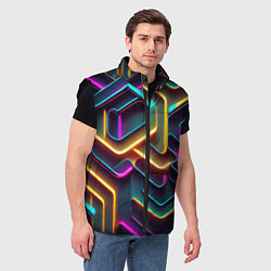 Мужской жилет Неоновый узор на стене, цвет: 3D-черный — фото 2