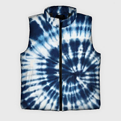 Мужской жилет Эффект тай дай - размытый синий узор, цвет: 3D-черный