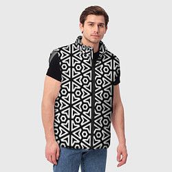 Мужской жилет Чёрный и белый ромбический паттерн, цвет: 3D-светло-серый — фото 2