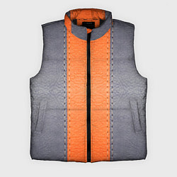 Мужской жилет Кожа серая оранжевая