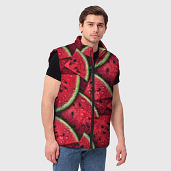 Мужской жилет Сочная текстура из долек арбуза, цвет: 3D-черный — фото 2