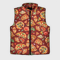Мужской жилет Кусочки пиццы ассорти - акварельный паттерн