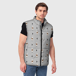 Мужской жилет Зайка и луна - паттерн серый, цвет: 3D-черный — фото 2