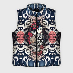 Мужской жилет Irezumi style: девушка и синие узоры