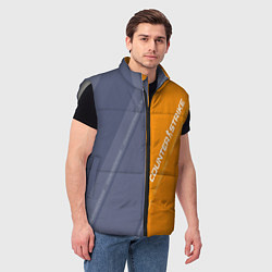 Мужской жилет Counter Strike 2 Blue Orange Pattern, цвет: 3D-светло-серый — фото 2