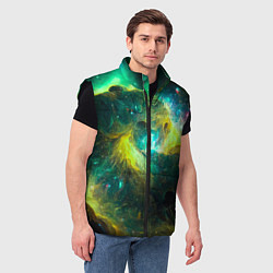 Мужской жилет Небула в космосе в зеленых тонах - нейронная сеть, цвет: 3D-черный — фото 2