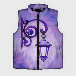 Мужской жилет Уличный фиолетовый фонарь, цвет: 3D-черный