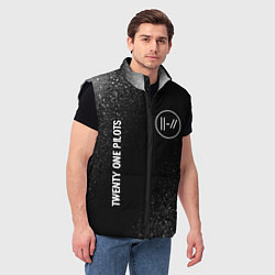Мужской жилет Twenty One Pilots glitch на темном фоне: надпись,, цвет: 3D-черный — фото 2