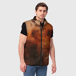 Мужской жилет Оранжевый абстрактный дым, цвет: 3D-черный — фото 2