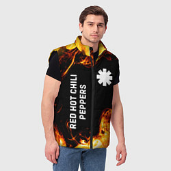 Мужской жилет Red Hot Chili Peppers и пылающий огонь, цвет: 3D-черный — фото 2