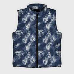 Мужской жилет Листья пальм в стиле индиго, цвет: 3D-черный