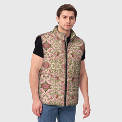 Мужской жилет Розовые цветы и вензеля, цвет: 3D-черный — фото 2