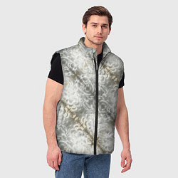 Мужской жилет Мягкие белые абстрактные цветы, цвет: 3D-черный — фото 2