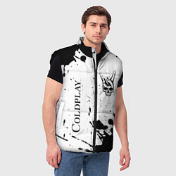 Мужской жилет Coldplay и рок символ на светлом фоне, цвет: 3D-черный — фото 2