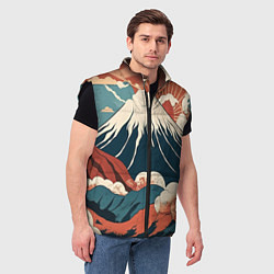 Мужской жилет Ретро Фудзияма, цвет: 3D-черный — фото 2
