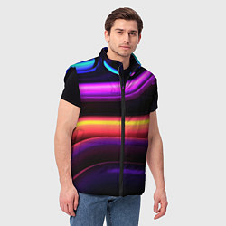 Мужской жилет Неоновые трубы на черном фоне, цвет: 3D-черный — фото 2