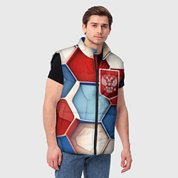 Мужской жилет Объемные плиты и герб России, цвет: 3D-черный — фото 2