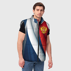 Мужской жилет Герб России абстракция, цвет: 3D-светло-серый — фото 2