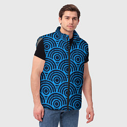 Мужской жилет Синие круги паттерн, цвет: 3D-светло-серый — фото 2