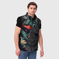 Мужской жилет Демон самурай - Они, цвет: 3D-черный — фото 2