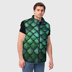 Мужской жилет Чешуя зелёного дракона, цвет: 3D-черный — фото 2
