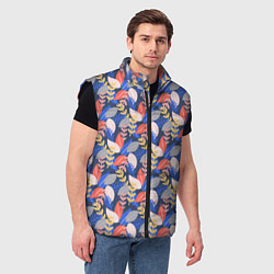 Мужской жилет Яркие листики, цвет: 3D-черный — фото 2