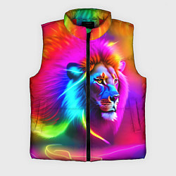 Мужской жилет Неоновый лев в цветовой абстракции