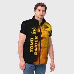 Мужской жилет Tomb Raider - gold gradient: по-вертикали, цвет: 3D-черный — фото 2