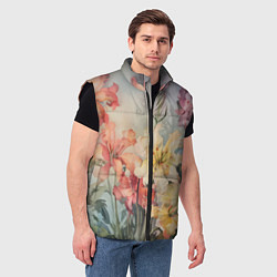 Мужской жилет Акварельные лилии, цвет: 3D-черный — фото 2