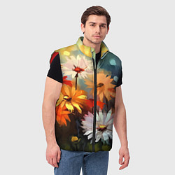 Мужской жилет Маслянные ромашки, цвет: 3D-красный — фото 2