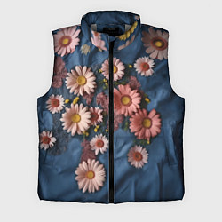 Мужской жилет Хризантемы на джинсе, цвет: 3D-светло-серый
