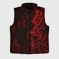 Мужской жилет Красный дракон - иероглифы, цвет: 3D-черный