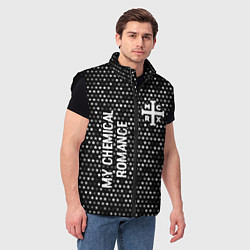 Мужской жилет My Chemical Romance glitch на темном фоне: надпись, цвет: 3D-черный — фото 2