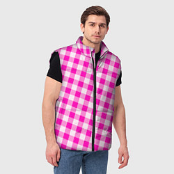 Мужской жилет Розовая клетка Барби, цвет: 3D-черный — фото 2