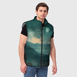 Мужской жилет Космическая ночь в горах, цвет: 3D-светло-серый — фото 2