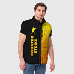 Мужской жилет Counter Strike - gold gradient: по-вертикали, цвет: 3D-черный — фото 2