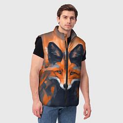 Мужской жилет Нарисованная огненная лиса, цвет: 3D-черный — фото 2