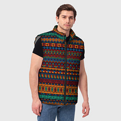 Мужской жилет Этнические узоры полосы, цвет: 3D-светло-серый — фото 2