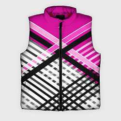 Мужской жилет Черно-белые косые переплетенные полосы на малиново