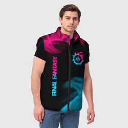 Мужской жилет Final Fantasy - neon gradient: надпись, символ, цвет: 3D-черный — фото 2