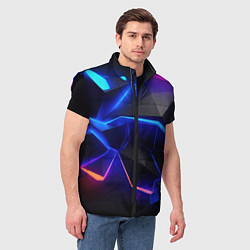 Мужской жилет Большие неоновые плиты, цвет: 3D-черный — фото 2
