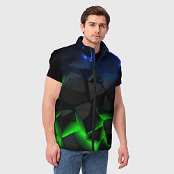 Мужской жилет Разлом синих и зеленых плит, цвет: 3D-черный — фото 2