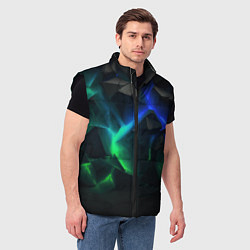 Мужской жилет Разлом синих и зеленых плит, цвет: 3D-черный — фото 2