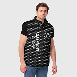 Мужской жилет Arctic Monkeys glitch на темном фоне: надпись, сим, цвет: 3D-черный — фото 2