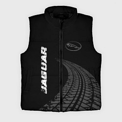 Мужской жилет Jaguar speed на темном фоне со следами шин: надпис