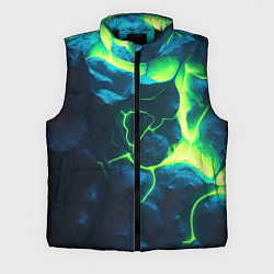 Мужской жилет Неоновый зеленый разлом плит, цвет: 3D-черный