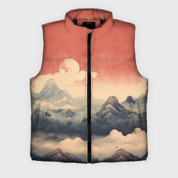 Мужской жилет Горный ретро пейзаж, цвет: 3D-черный