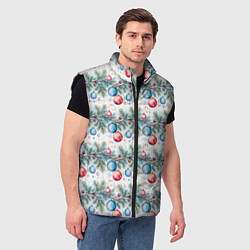 Мужской жилет Узор из елочных шаров на ветке, цвет: 3D-черный — фото 2